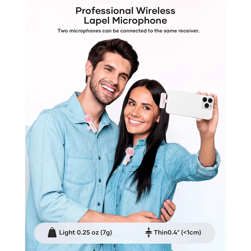 Micrófono de solapa inalámbrico mini con reducción de ruido para iPhone iPad Android, vlogs, portátil 6