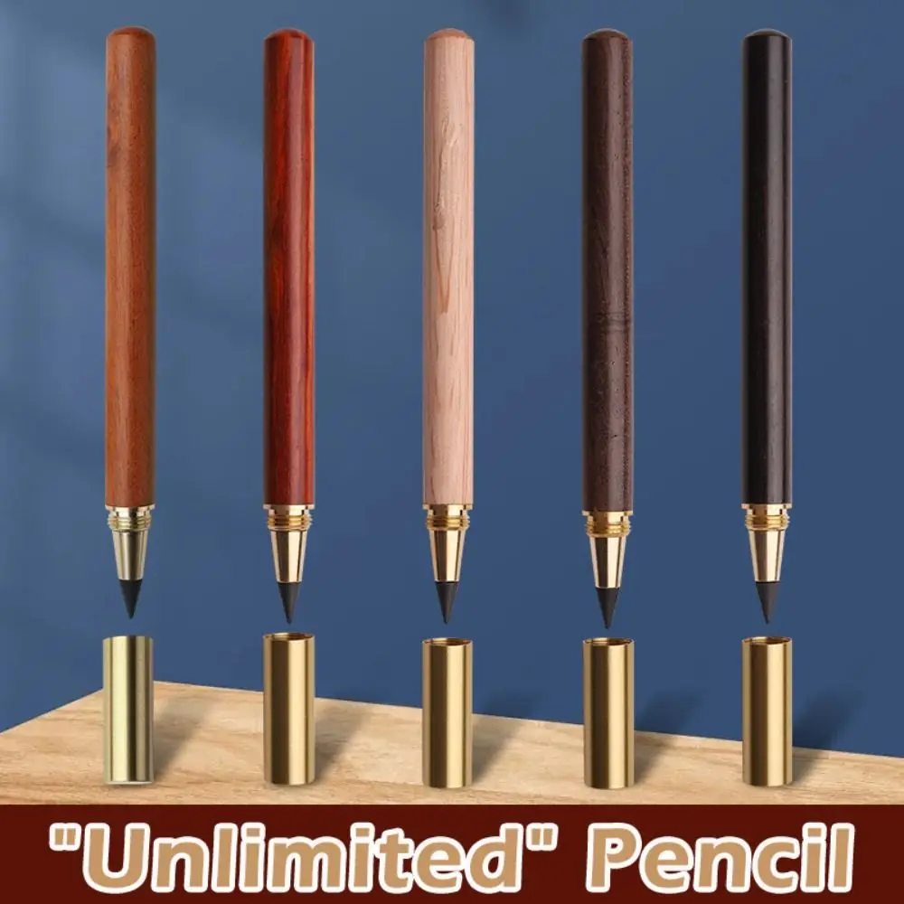 Simple Wooden Pencil No Ink Non-Sharpening Unlimited Writing Pencil Infinity Pencils Gift