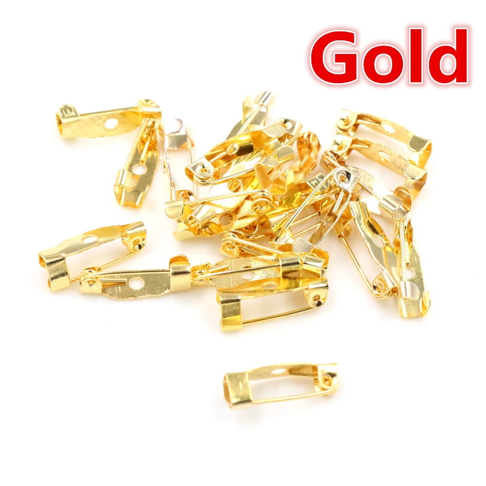 50pcs 15/20/25/30/35/40mm Length Safety Pins Brooch Settings Blank Base for Making Wedding Bouquet Brooch DIY Findings 7 Colors