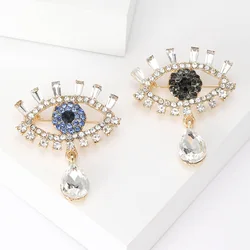 Dmari Luxury Devil Eyes Brooch Pin 2-Color Rhinestone Water Drop Lapel Pin Delicate Accessories Jewelry For Women Clothing