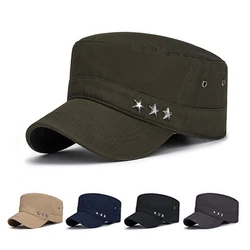 2023 New Men Women Vintage Flat top Hat Cotton Breathable Baseball Cap Cadet Style Flat Top Caps Casquette Summer Sun Cap