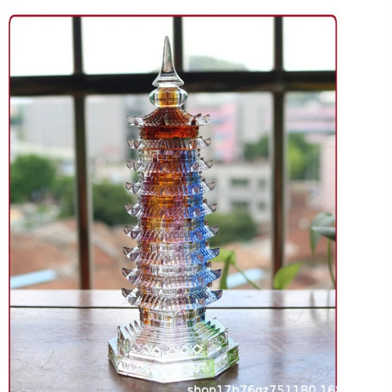 Traditional Nine-Tier Wenchang Pagoda Home College Entrance Exam Gift Office Study Room Top Scorers Ornament Glazed Craft