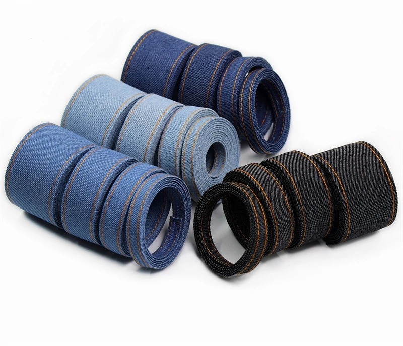 1m Cowboy Jeans Fabric Tape Solid Denim Ribbon Bias Trim DIY Hair Bow Chocker Craft Material