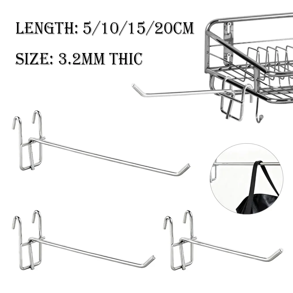 5-25Pcs Iron Mesh Hooks 5/10/15/20cm, Heavy Duty Wire Grid Hooks Display Rack Hangers Metal Hooks for Mesh Panels