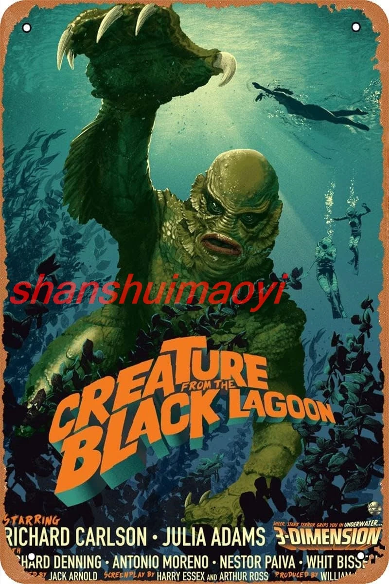 Retro metal tin sign Creature from The Black Lagoon Movie Poster Reproduction Signs,Cave,Bar,Club, Home Wall Art Metal Tin  sign