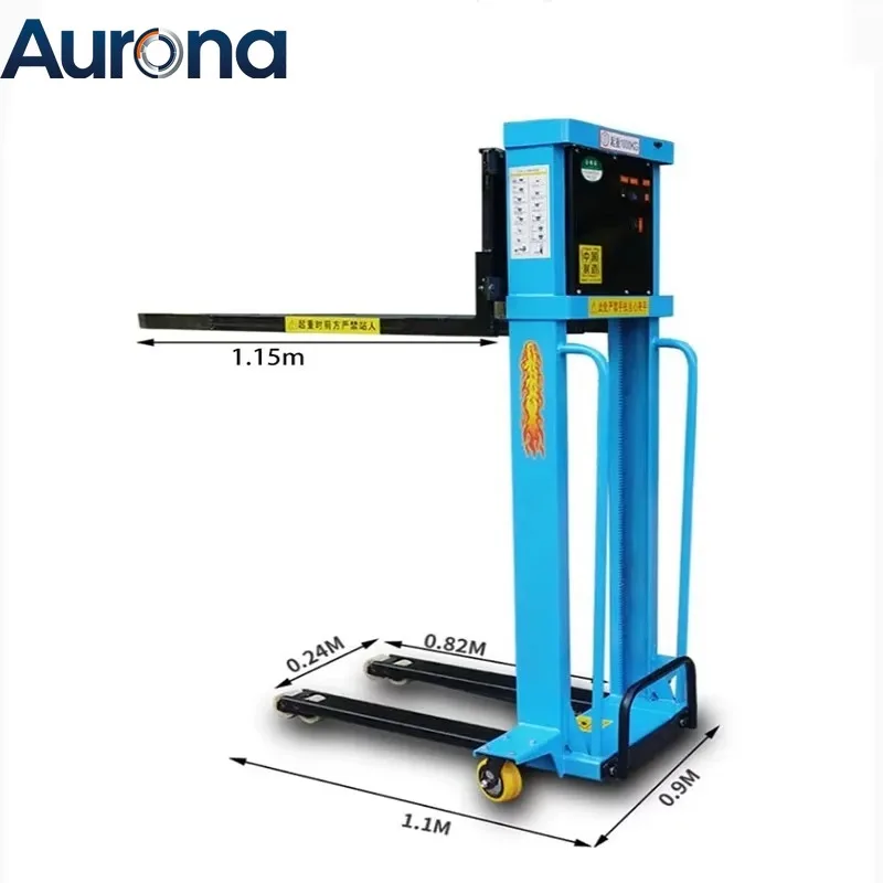 【Smart】1.6M 500/1000KG Household Electric Lifting Remote Control Forklift Portable Stacker Hand Propelled Handling Forklift Cust