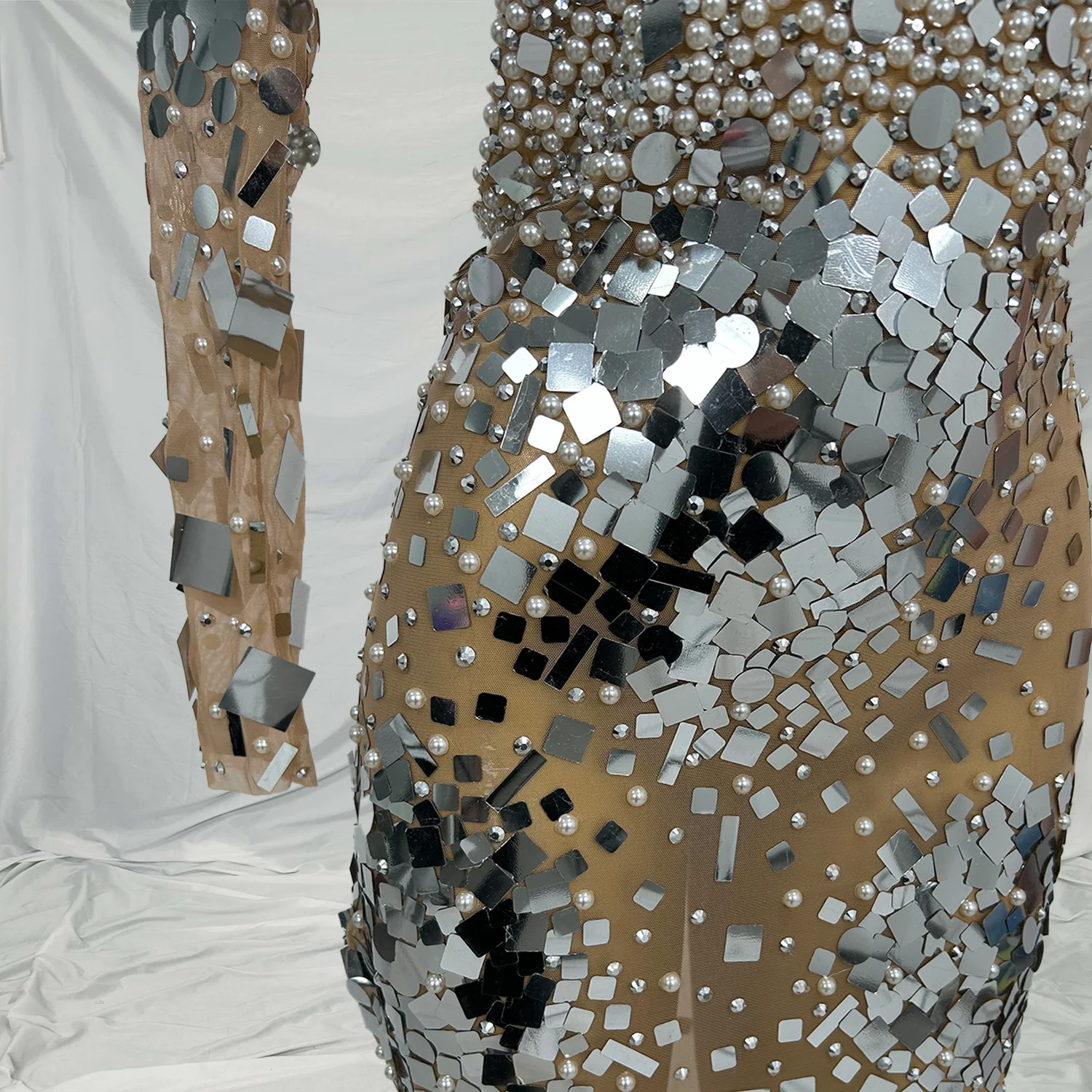 Guanghui lusso sexy specchi scintillanti maglia abito lungo donna festa di compleanno club celebra abito da ballo serale servizio fotografico usura