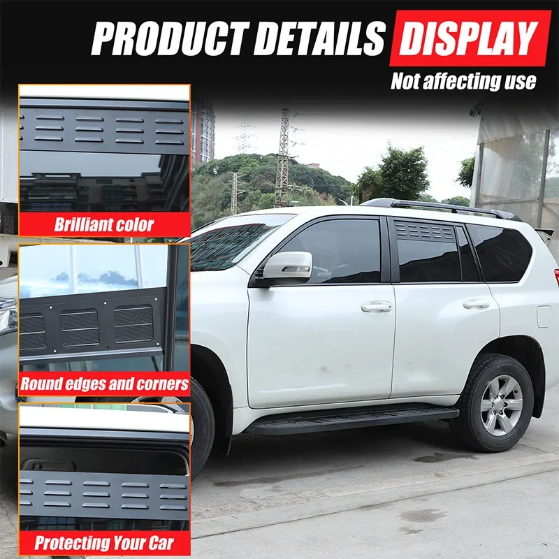 For Toyota Land Cruiser Prado 150 2010-2023 Aluminum Alloy Car Rear Window Vent Louver Sun Shield Panel Accessories