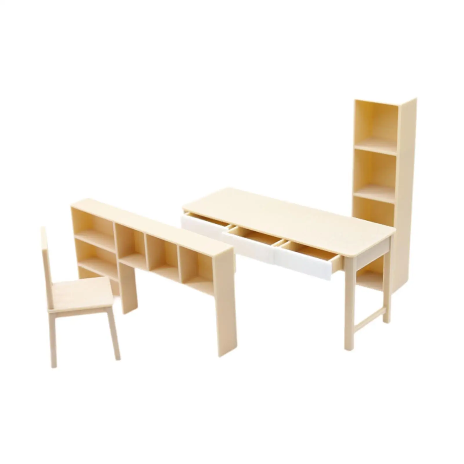 Escritorio y estantería para casa de muñecas, modelo 1:12, escena coleccionable, accesorios pequeños para casa de muñecas, muebles para casa de muñecas