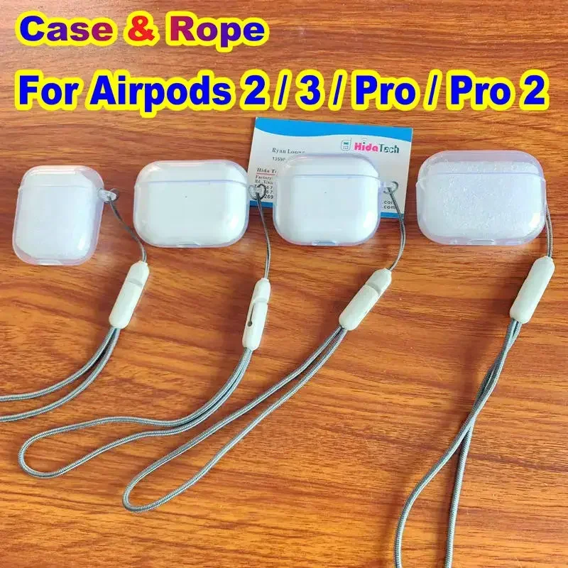 ل أبل Airpods 2 2nd واضح المطاط حالة حبل مضفر الحبل اللاسلكية سماعة سماعة ل Air Pods 2 3 Pro2 سماعة غطاء