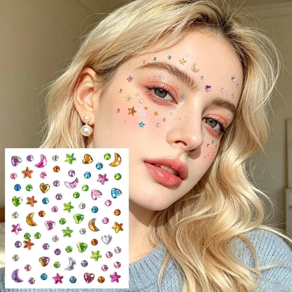with Adhesive Backing Bedazzling Sticker 3D Resin Makeup Face Eye Jewels Sticker Sparkling Waterproof Crystal Gem Sticker