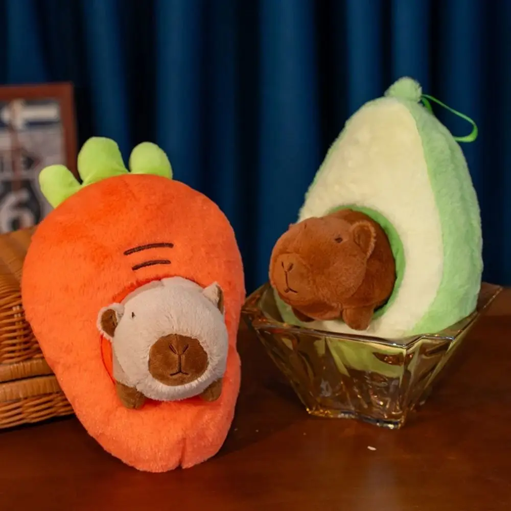 Simulazione di fragole Capibara Giocattolo Avocado PP Cotone Banana Capibara Bambole di peluche 25 cm Animale Carota Capibara Peluche