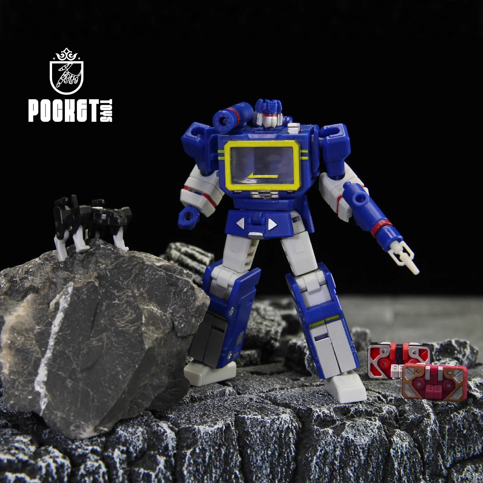 Trasformazione PocketToys PT04 Black Soundwave Figure Toy
