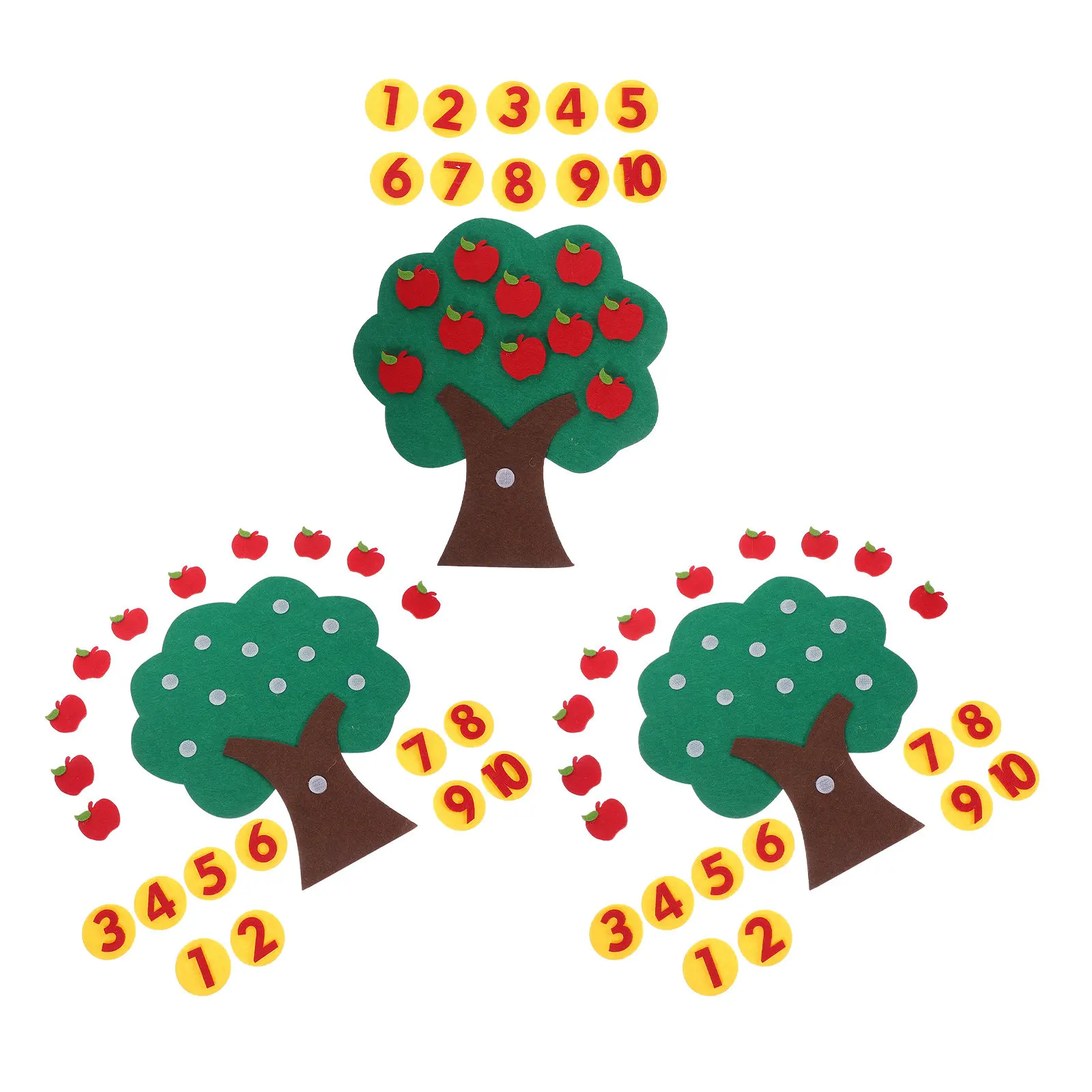 3 Sets Numbers Matching Felt Tree Board Kindergarten Math Learning Addition Subtraction Counting Early Education Montessori