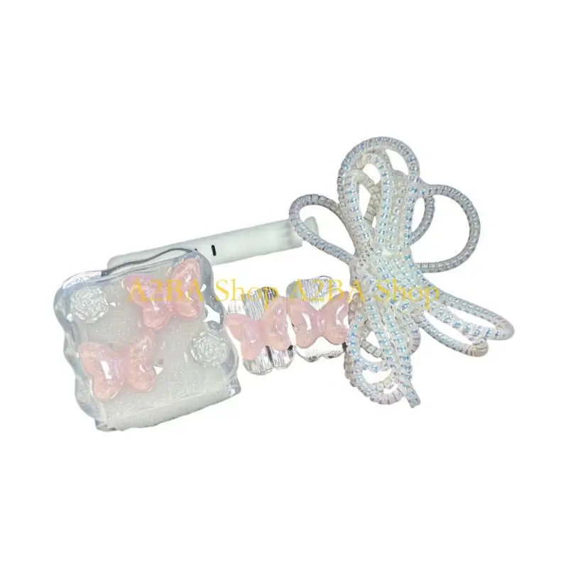 A2BA Phone Charging Adapter Cover Quick Install Pink Butterfly Pattern Cable Protecto