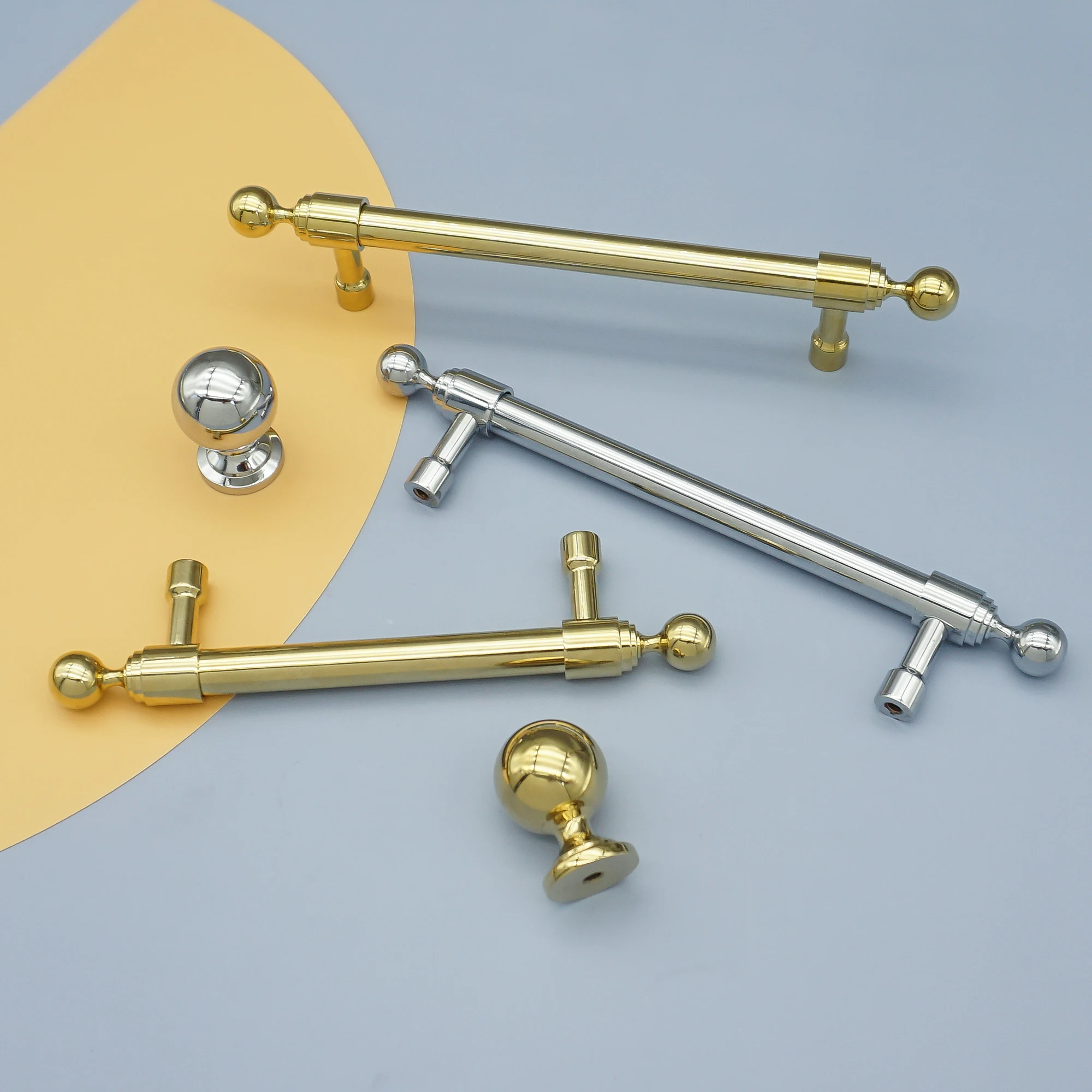 Brass Light Luxury Kitchen Cabinet Handles Bright Chrome Gold Cupboard Door Pulls Drawer Round Knobs Copper Furniture Hardware