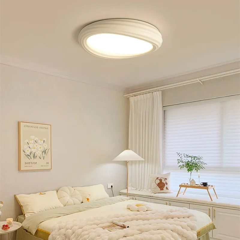 

Nordic Resin Cream Style Modern Bedroom Ceiling Light Home Decorate Lustre Living Room Interior Lamps Room LED Lighting Fixture