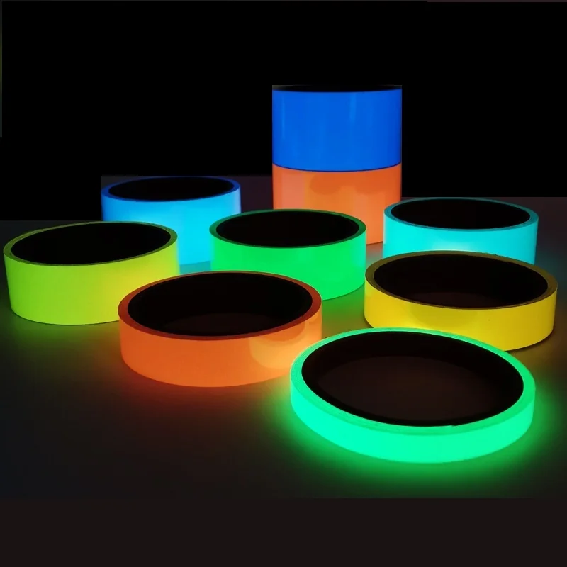 1.5cm*1M Blue/Green/Orange Stored Luminous Tape Self-adhesive Glowing Night /Dark Safety Stage Striking Warning Safety Tape