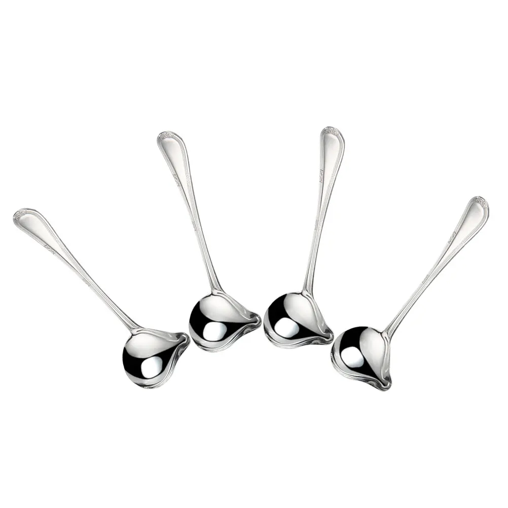 

4Pcs Silver Gravy Ladle Stainless Steel Small Soup Spoon Precise Control Comfortable Grip Kitchen Gadget Gravy Ladle Small