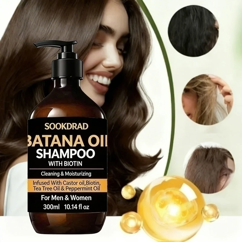 Batana Oil Shampoo, Infused With Peppermint Oil, Refreshing Hair Treatment