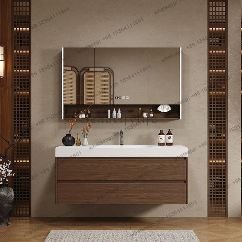 YJ Wooden Partitions Bathroom Cabinet Luxury Modern Space Saver Drawers Paper Partitions Cupboard Storage Gabinete Hotel Furnitu