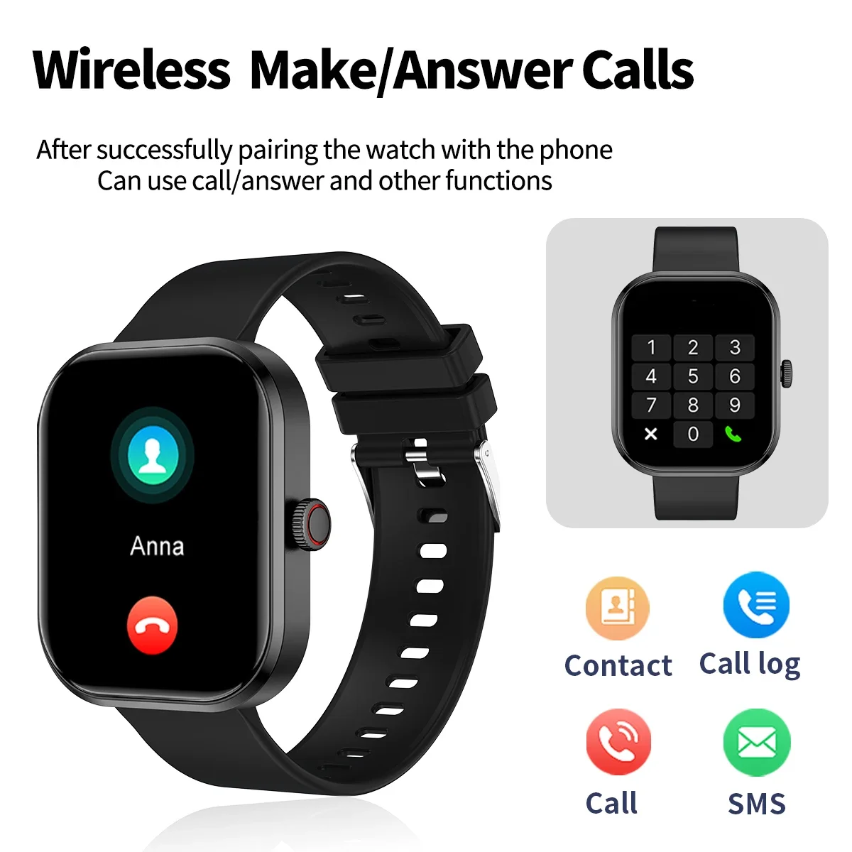 2026 Smart Watch with Wireless Calling, Weather Forecast & Sports Mode, DIY Wallpaper SMS Alerts Silicone Strap for Men Women - view 4
