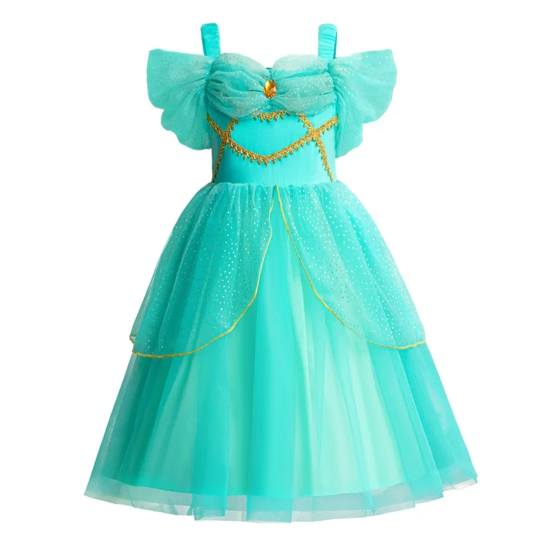 2024 ragazze Jasmine Dress Aladdin Princess Magic Lamp Dress Carnival Birthday Prom Gown Halloween Party Costume Cosplay per bambini