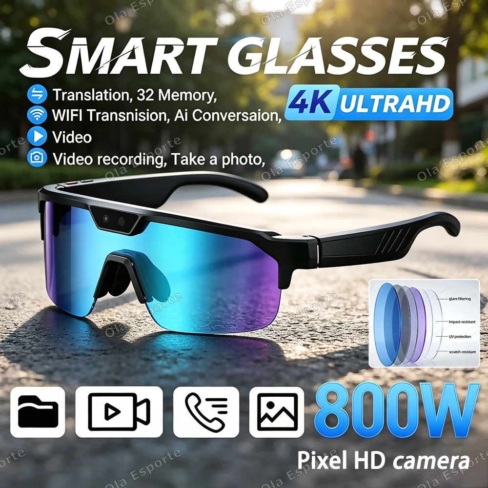 

2026 AI Intelligent Glasses For Outdoor Cycling Goggles With 800w Camera And High-definition Anti Shake Mini Recording Glasses