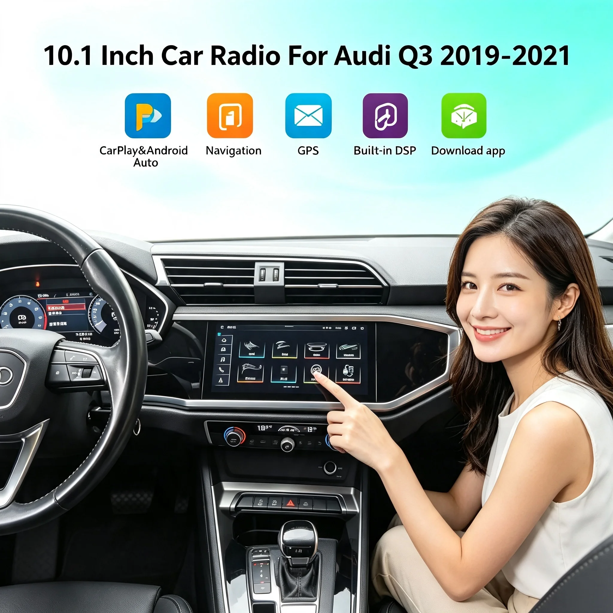 For Audi Q3 2019 - 2021 Carplay GPS Navi Head Unit Android Car Radio 2Din Stereo Receiver Autoradio Multimedia Player LCD Screen