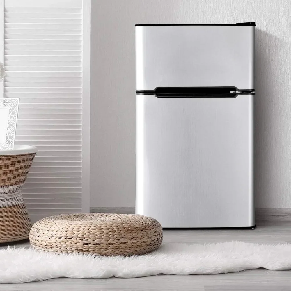 Refrigerator with Reversible Door, Crisper Drawer & Removable Glass Shelf, Mechanical Control, Portable Refrigerator