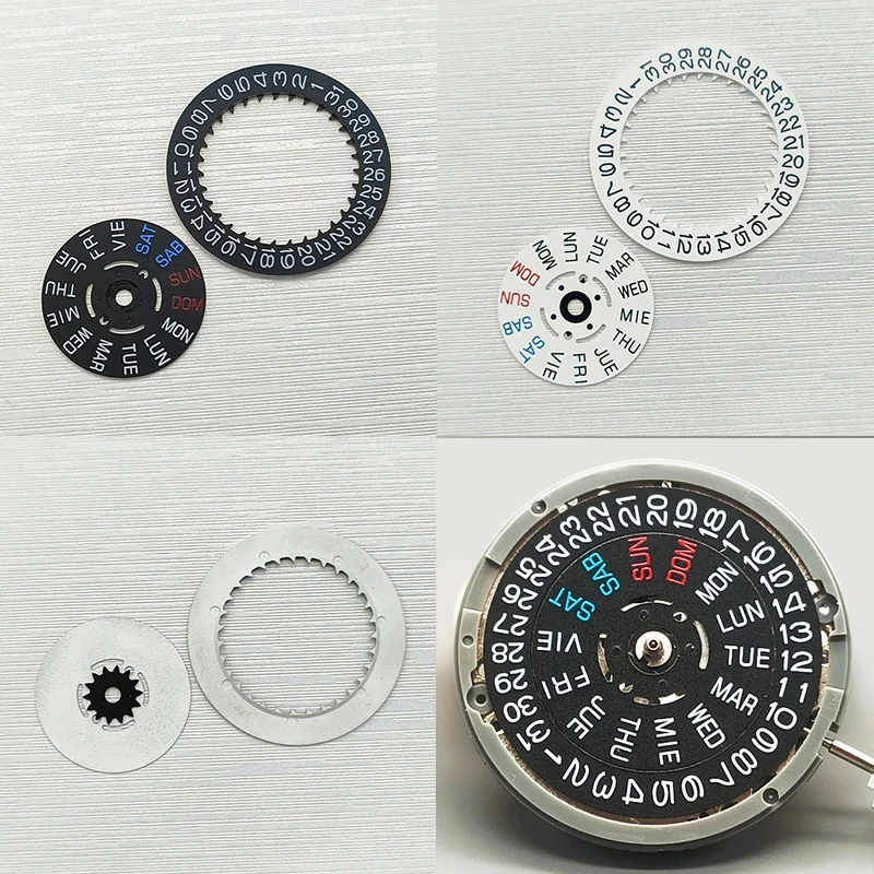 NH35 NH36 Movement All in English Week Wheel Dial Fits NH35 NH36 Movement Crown at 3.0 or 3.8 / 4.1 Oclock Watch Date Week Wheel