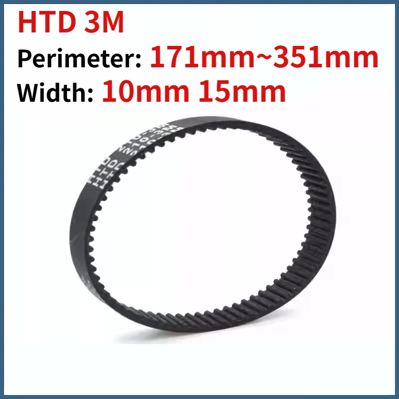 1Pcs HTD 3M Timing Belt Width 10mm 15mm Perimeter 171mm To 351mm Closed Loop Rubber Belt HTD3M Synchronous Belt