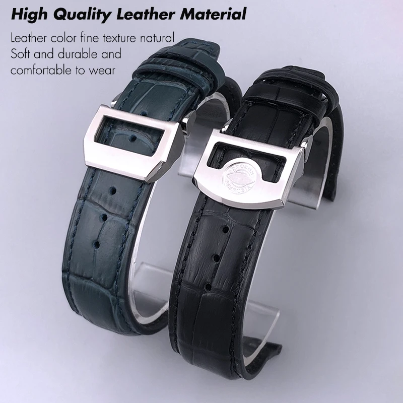 20mm 21mm 22mm Genuine Leather Cowhide Watchband for IWC Portugieser Porotfino Family PILOT'S Watches Watch Strap Folding Buckle