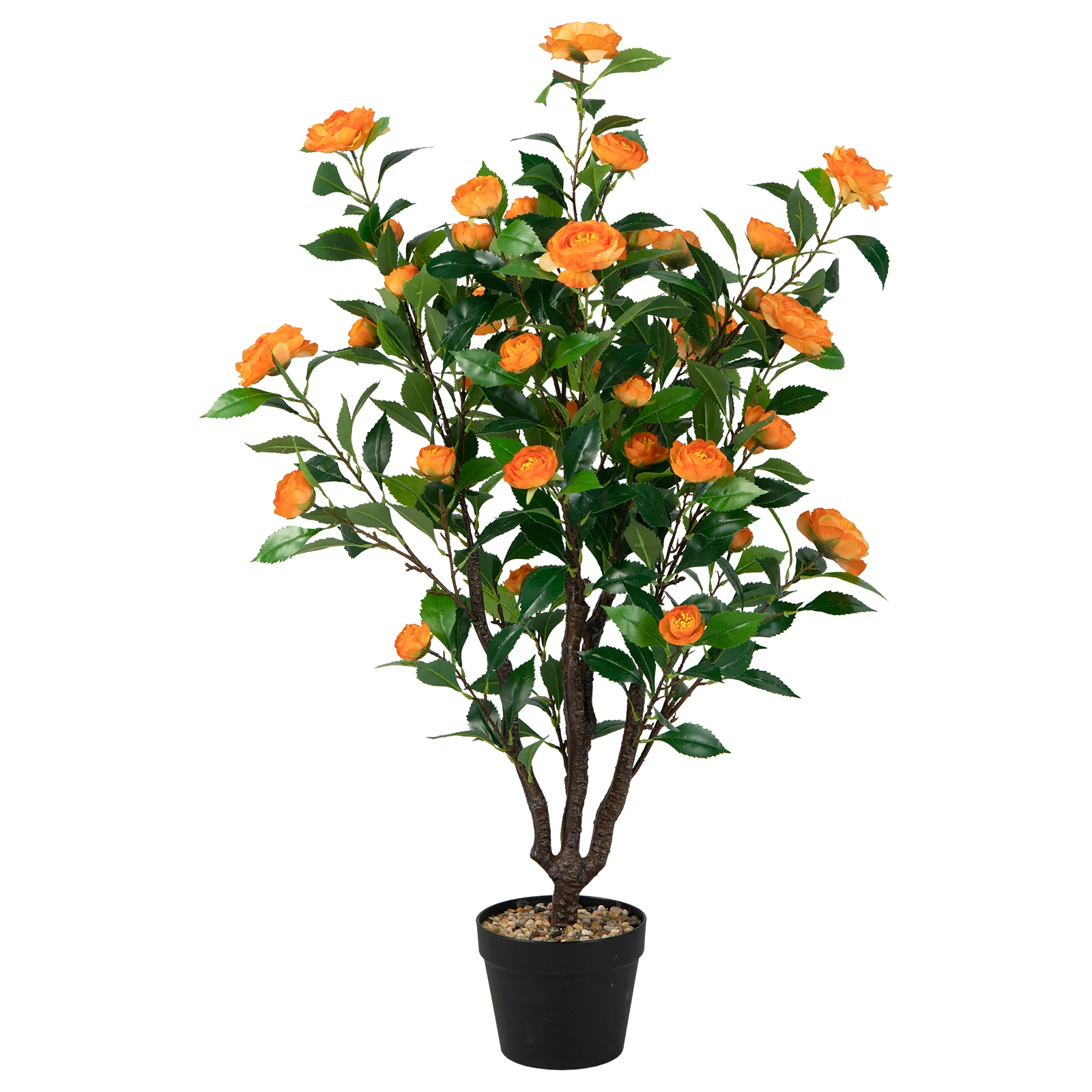 100 cm artificial tree with flowers, artificial camellia tree, artificial plant in pot, Camellia plant with 37 flowers and natural