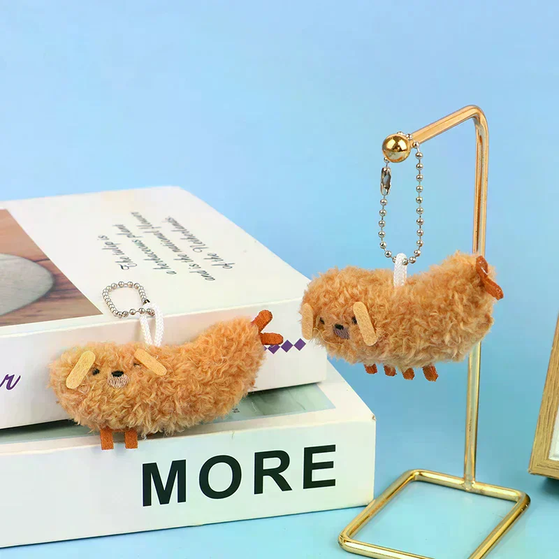 Fried Crayfish Puppy Plush Toy Funny Dog Pendant Soft Stuffed Doll Keychain Backpack Car Bag Key Ring Decor Kid Gift