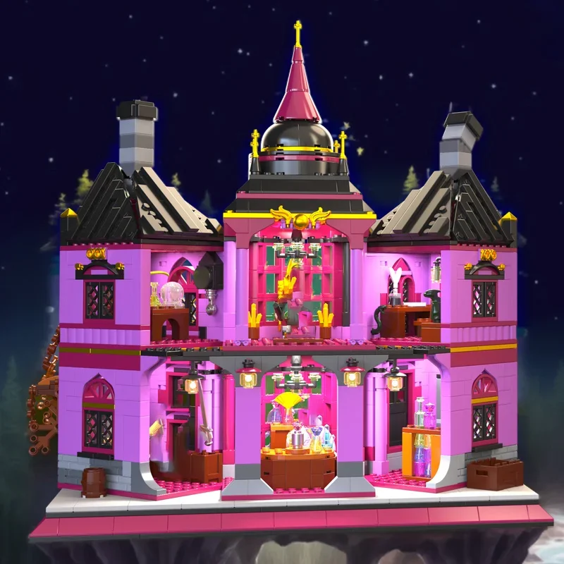 1366 Witch House Assistant Bar Magic Shop Modello in miniatura Building Blocks Street View Store Mini Building Block giocattoli assemblati