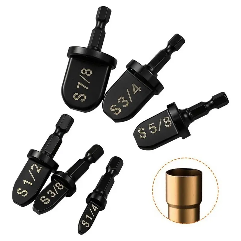 A20F-Air Conditioning Copper Pipe Expander Pliers 6-Piece Electric Expansion Tool Set Imperial System Hexagonal Handle