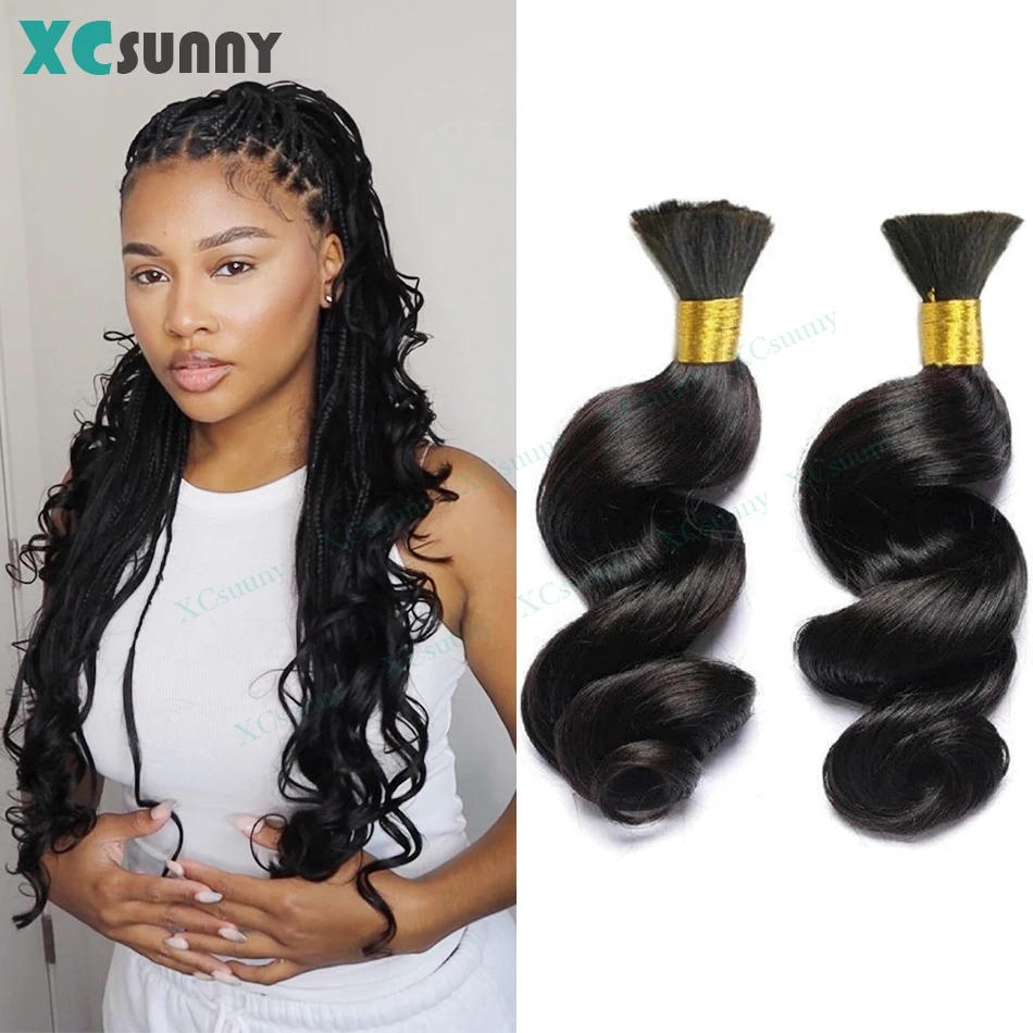 Menschliches Haar zum Flechten, lose Wellen, Boho-Zöpfe, Echthaarverlängerungen, Bündel ohne Schuss, französische Locken für Mädchen