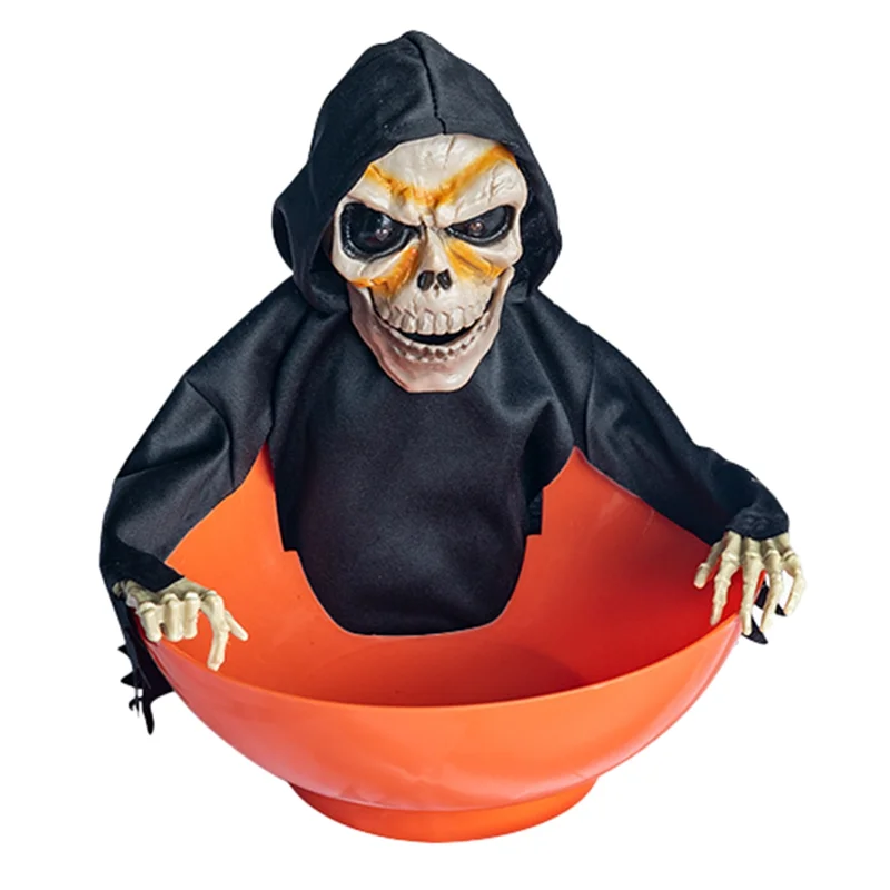 ABLU-Halloween Candy Bowl Candy Dish With Motion Halloween Candy Bowl Ghost Fruit Bowls With Light Up Eyes And Creepy Sound