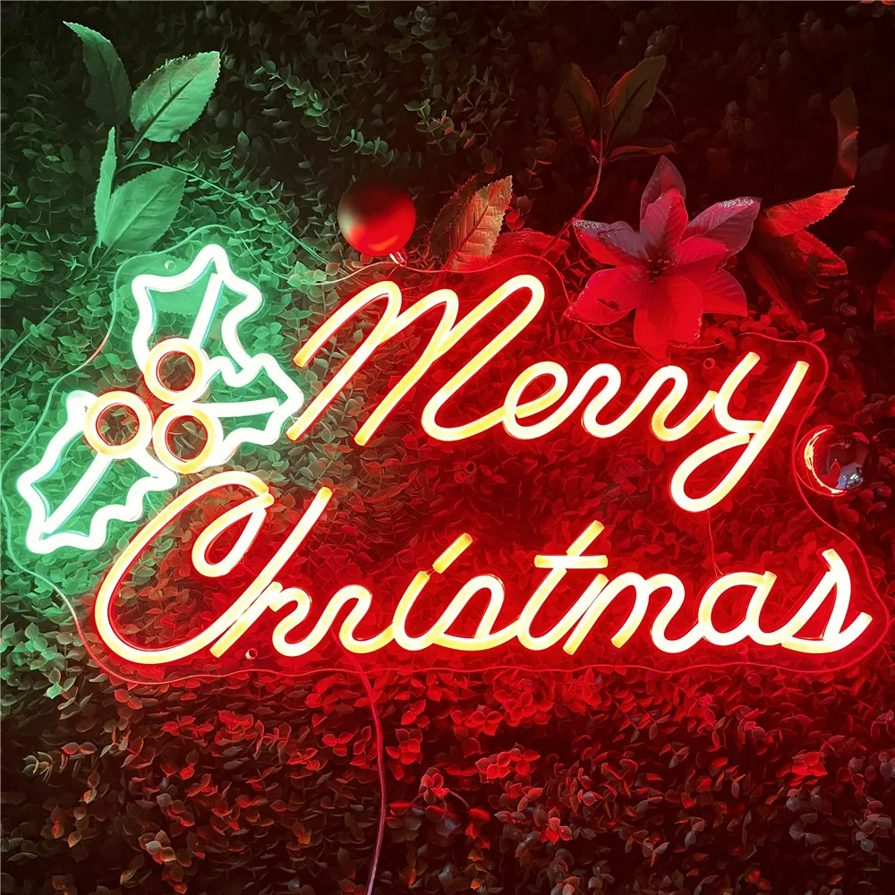 

Merry Christmas Neon Sign LED Chrismas Lights Sign for Christmas Decorations Neon Christmas Sign for Home Bar Living Room