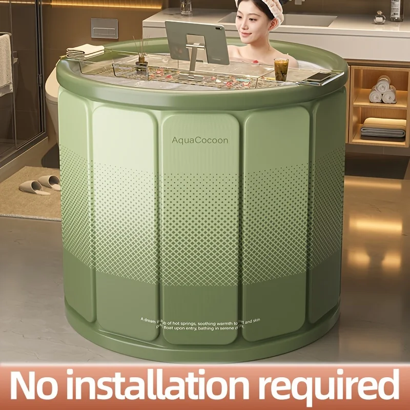 Portable Foldable Bathtub with Drainage - Hot & Cold Water, Spill-Proof Design for Home Bathrooms