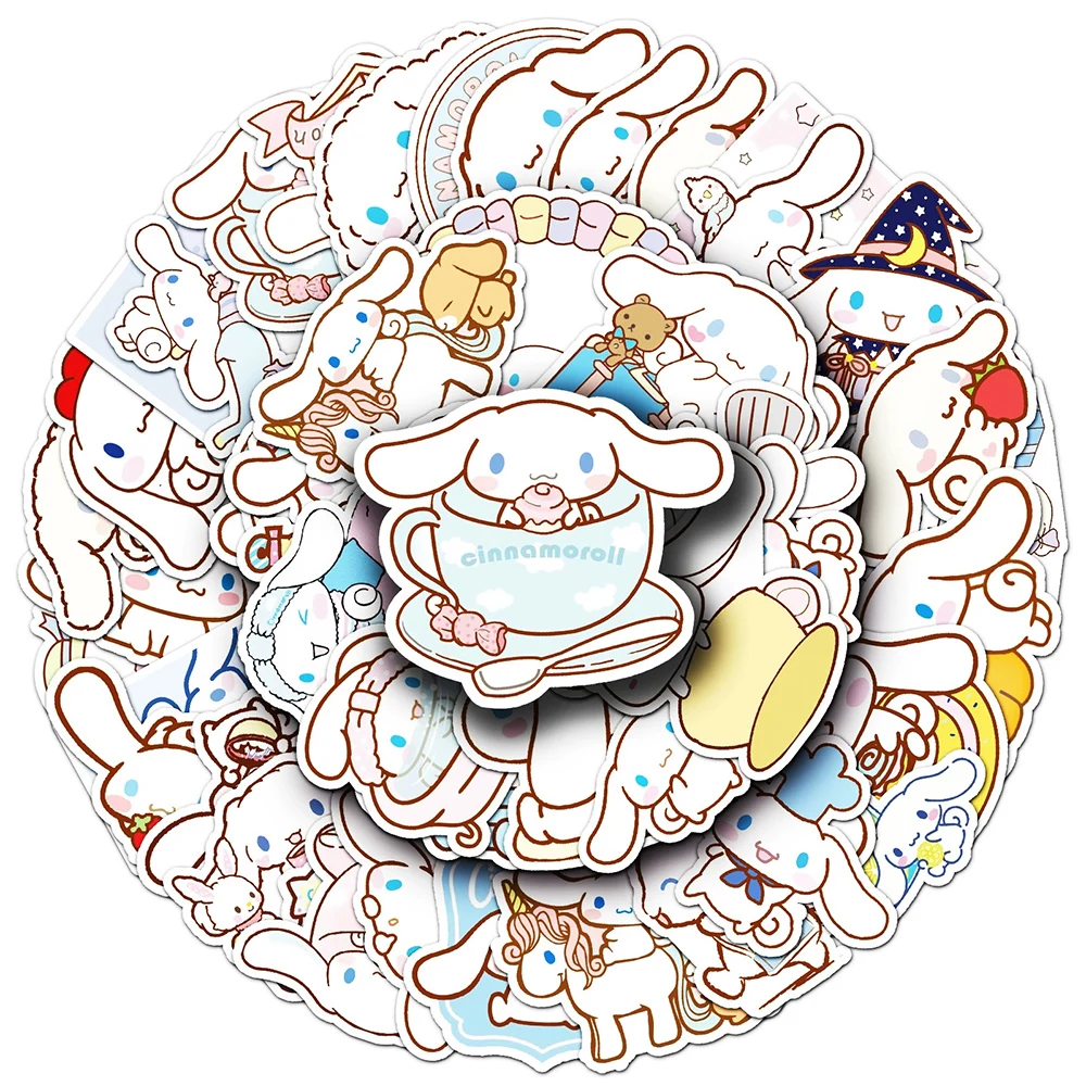 10/30/50PCS Funny Cinnamoroll Stickers Cute Cartoon Decals Toy PVC DIY Luggage Stationary Wall Car Travel Sticker Wholesale