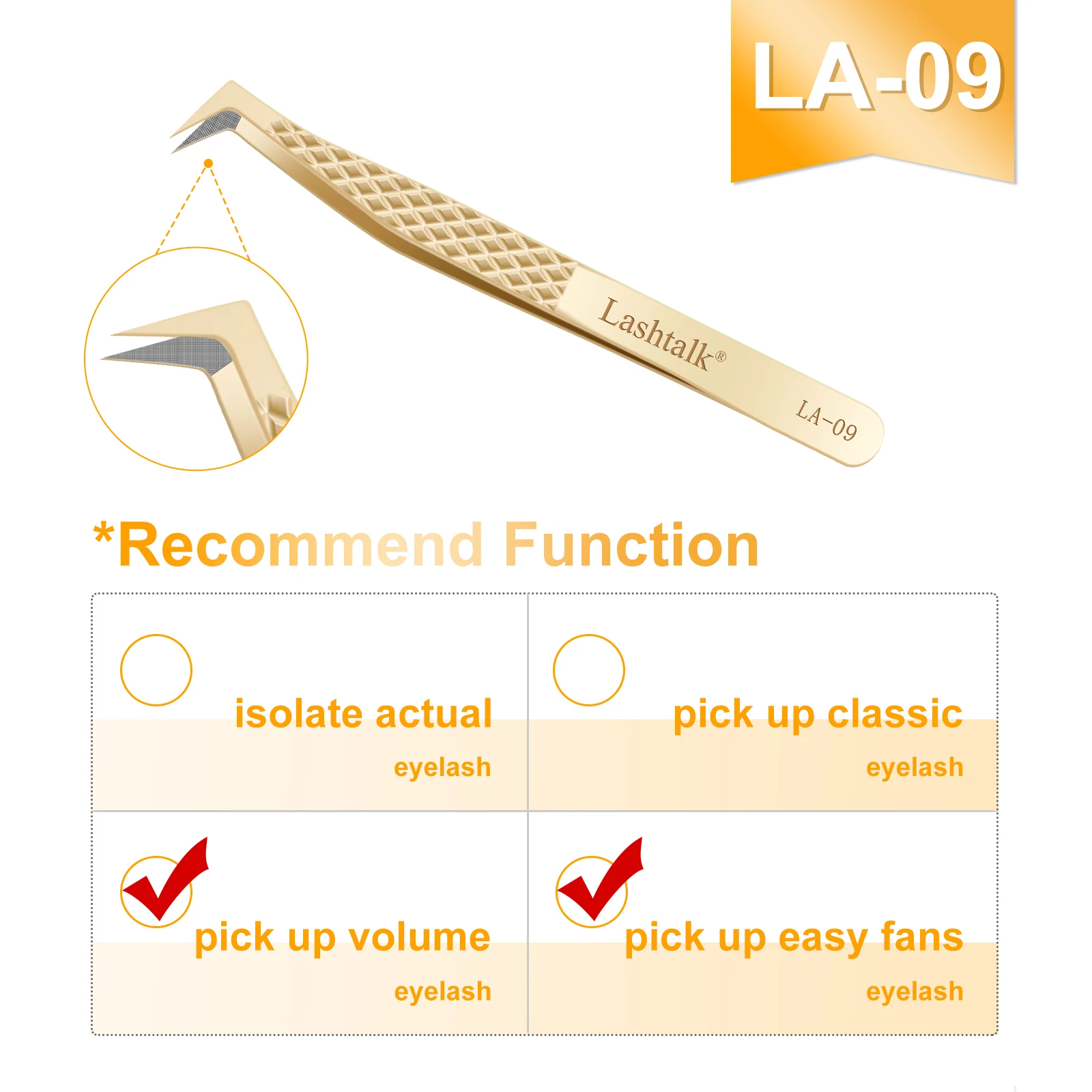 Lashtalk Wimpernverlängerungspinzette, Make-up-Tools aus Nagaraku, Edelstahl, nicht magnetisches Volumen, gefälschte Wimpern, Zubehör, präzise