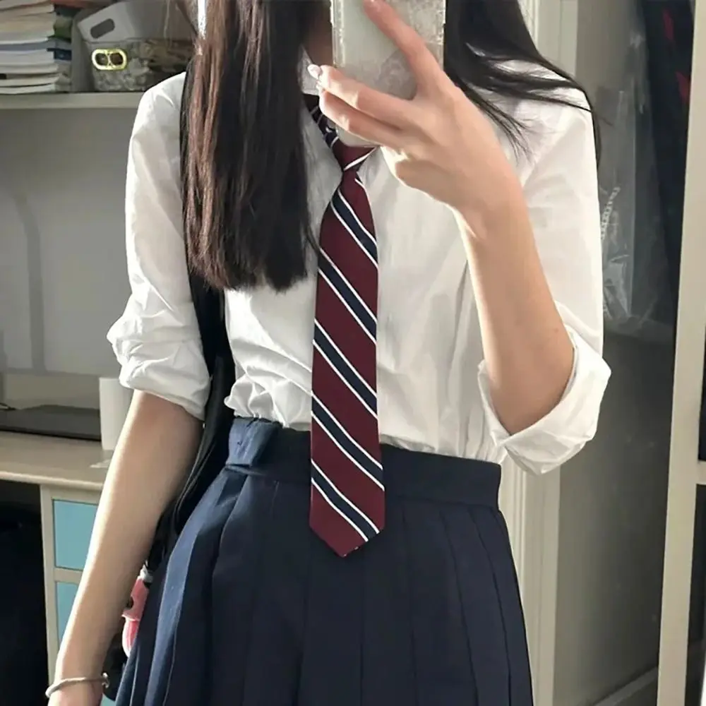 

Fashion Red Striped JK Tie College Style Pre-tied Neck Ties Gentleman Party Dress School Student