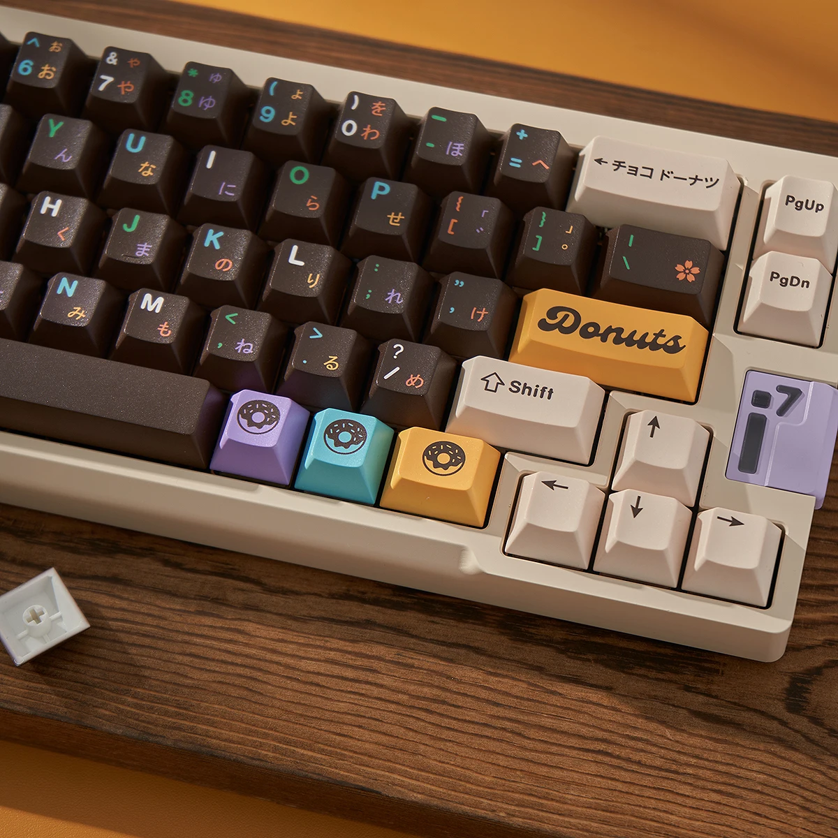 Luva X Domikey Choco Donuts Tema Keycap, conjunto completo, perfil cereja, PBT, tintura-sublimação, teclado mecânico, 153 chaves