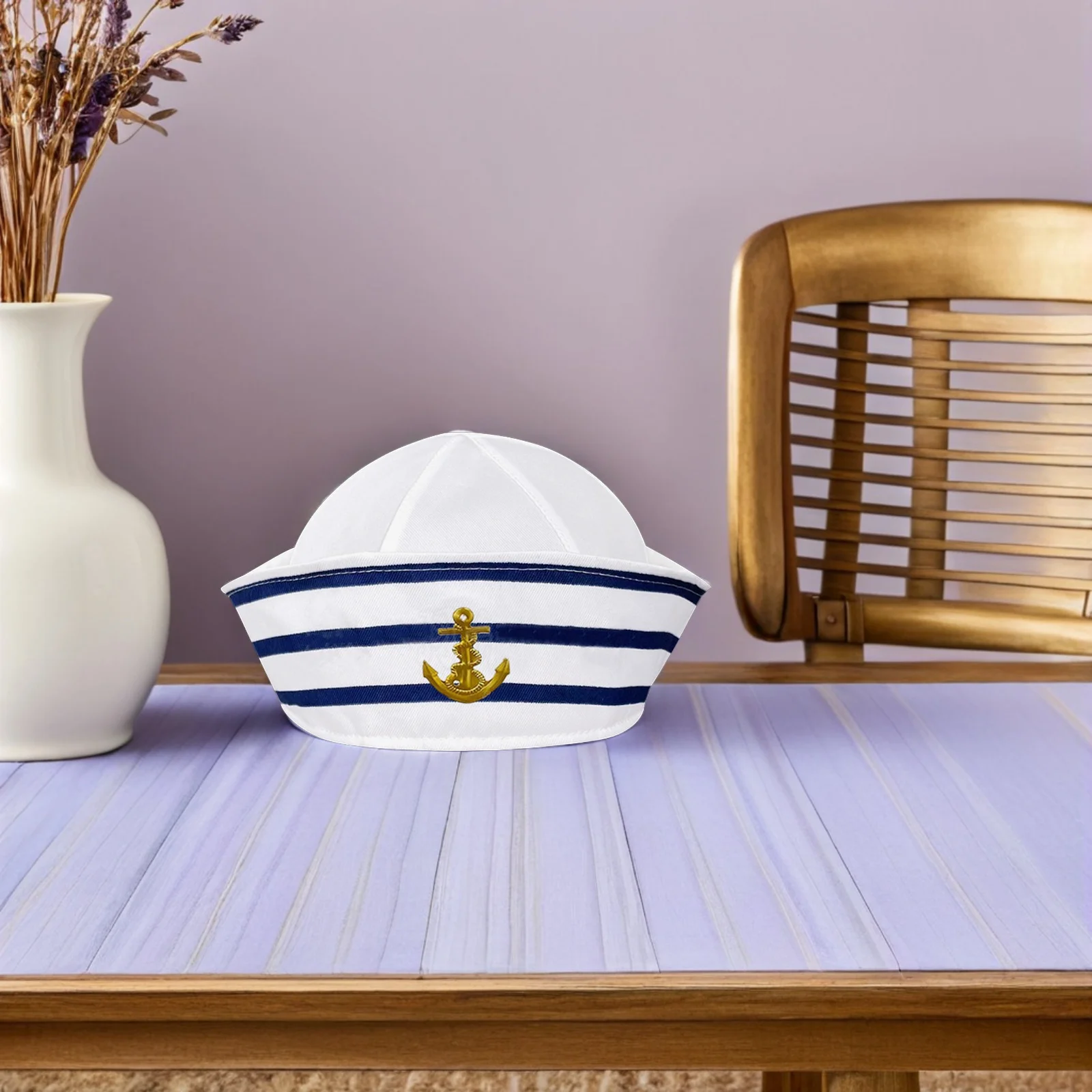 Chapeau de marin à rayures bleues et blanches, chapeau de capitaine de la marine en Fiber de Polyester, accessoire de spectacle sur scène pour adultes hommes femmes, taille 56cm