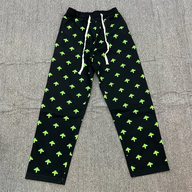 

Cotton Small Label Printed Zipper Loose Sports Pants