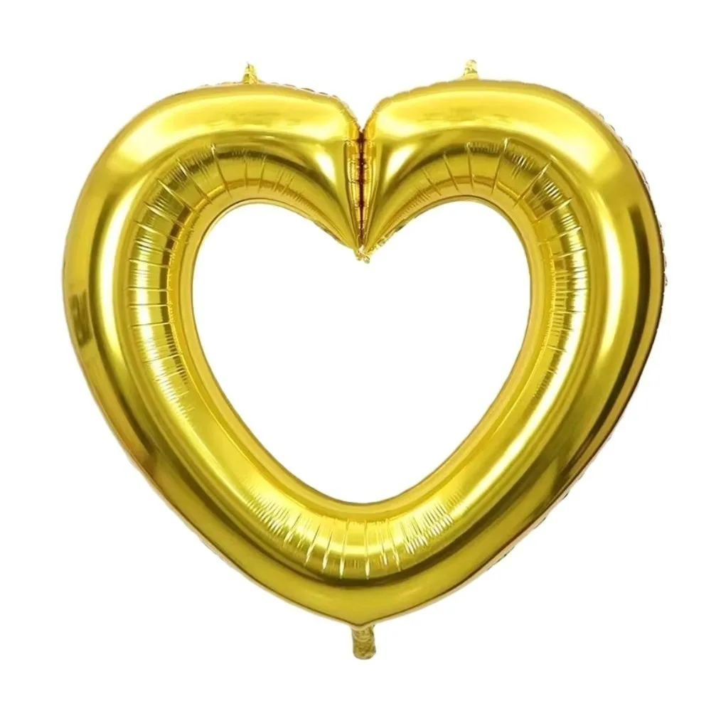 Metallic 40 Inch Heart Balloon Inflatable Reusable Hollowed Heart Foil Balloons Large Romantic Heart Chain Balloons Engagements