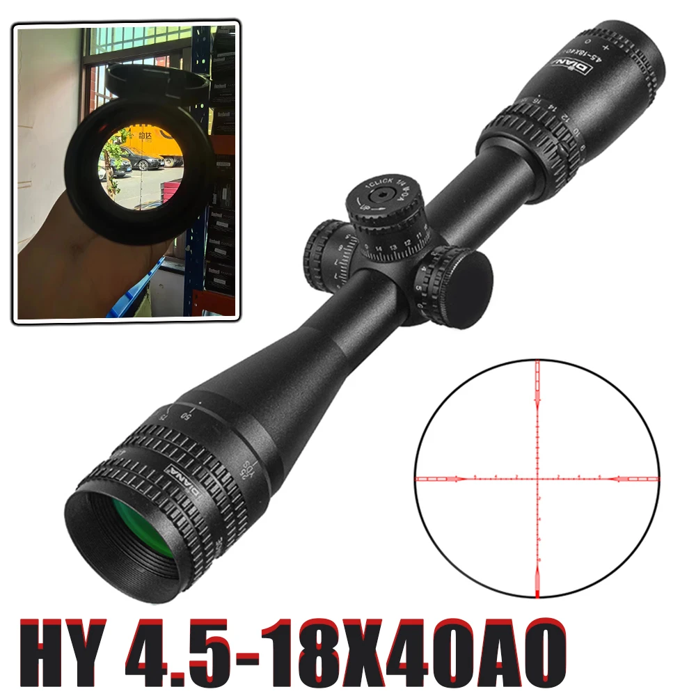 

HY 4.5-18X40AO tactical rifle scope Cross-type lockable red and green cross-scope Suitable for hunting and CQB