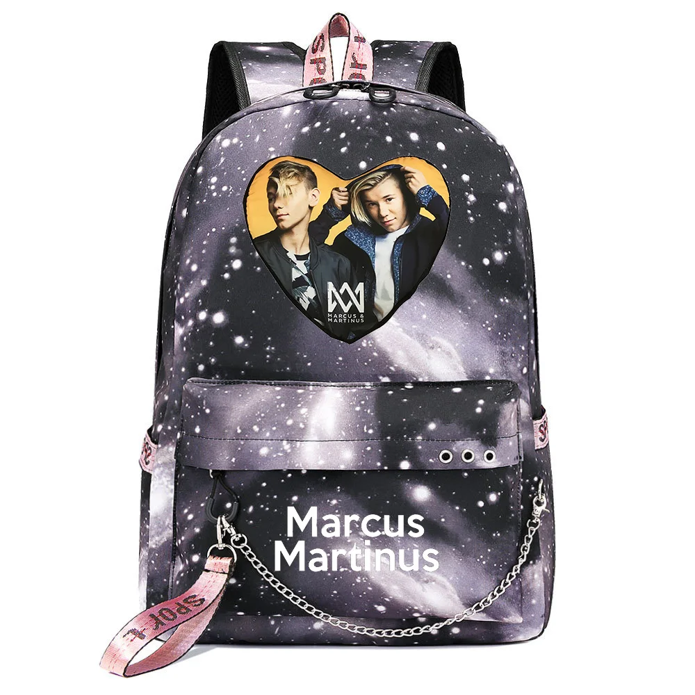 Marcus and Martinus Backpack Students School Bag Women Men Causal Travel Laptop Backpack with Charging USB Teenager